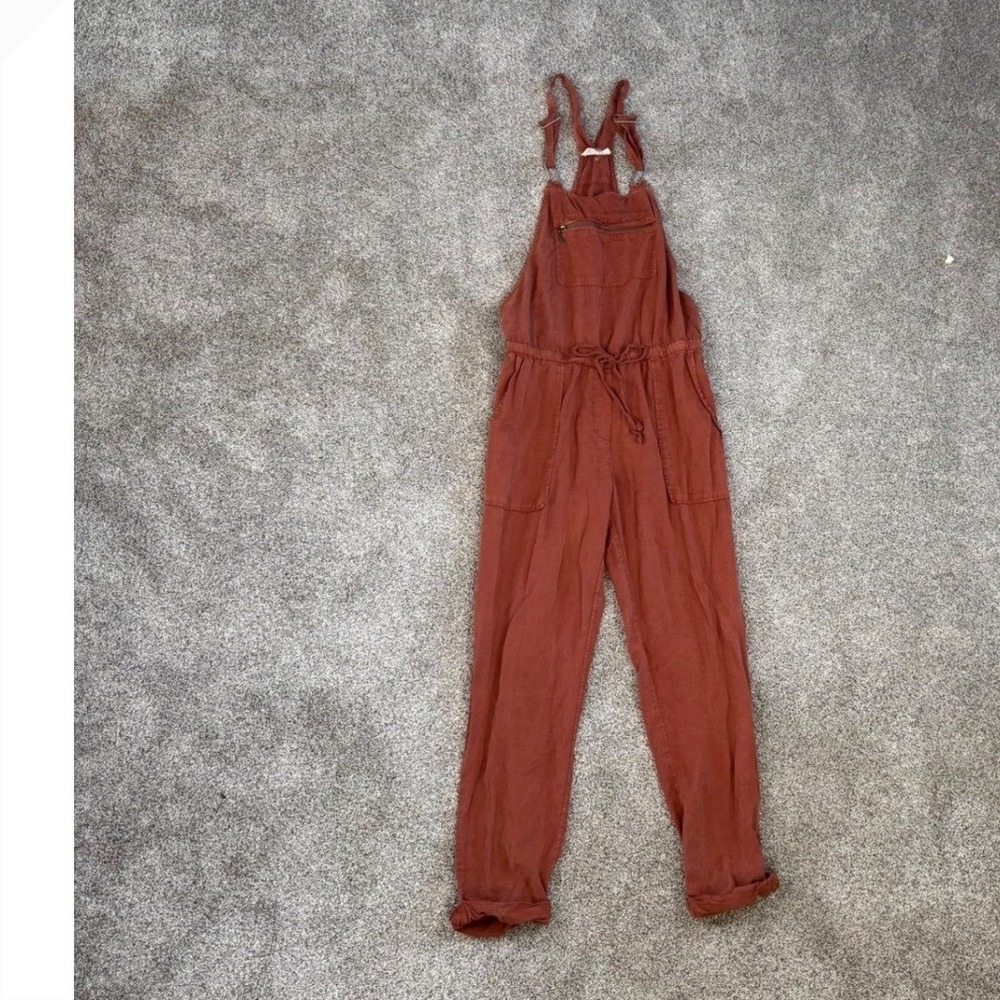 Lovestitch Rust Adjustable Strap Drawstring Waist Bib Overalls Jumpsuit Small